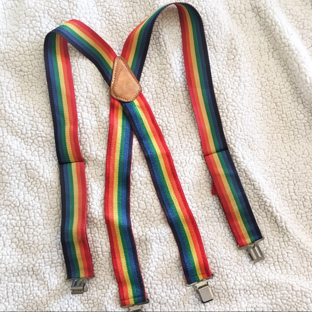 [vintage] Sierra cowhide rainbow suspenders